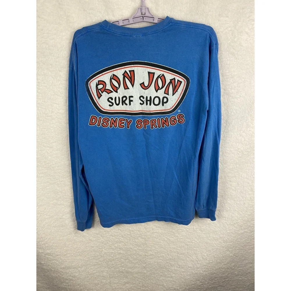 Vintage Ron Jon Surf Shop SZ Med Blue Graphic Rocker Skater Surfer Beach Boating